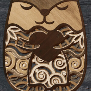 Intra απο ξύλο plywood 3mm-4mm πάχος - Χαριτωμένο αρκουδάκι με Ξύλινη Καρδιά κομμένη διακόσμηση Δίασταση 14x8 cm INTRAFABR-103195819