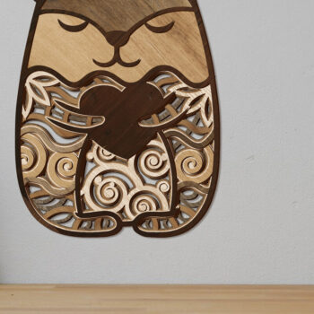 Intra απο ξύλο plywood 3mm-4mm πάχος - Χαριτωμένο αρκουδάκι με Ξύλινη Καρδιά κομμένη διακόσμηση Δίασταση 14x8 cm INTRAFABR-103195819 - Image 2