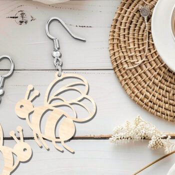 Intra απο ξύλο plywood 3mm-4mm πάχος - Χαριτωμένα Σκουλαρίκια Μέλισσας |  μέλισσας Δίασταση 900x900 cm INTRAFABR-118478953 - Image 3