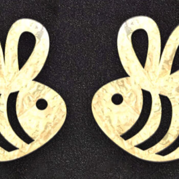 Intra απο ξύλο plywood 3mm-4mm πάχος - Cute Bee Earrings Cut Laser. Δίασταση 3x3 cm INTRAFABR-113350371 - Image 1