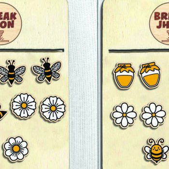 Intra απο ξύλο plywood 3mm-4mm πάχος - Cute Bee Stud Earring Cut File Δίασταση 3x3 cm INTRAFABR-94959018 - Image 1