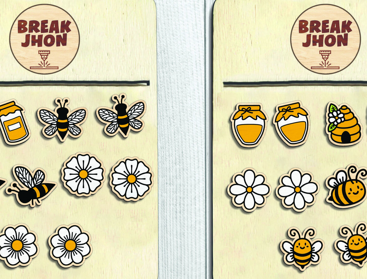 Intra απο ξύλο plywood 3mm-4mm πάχος - Cute Bee Stud Earring Cut File  Δίασταση 3x3 cm INTRAFABR-94959018
