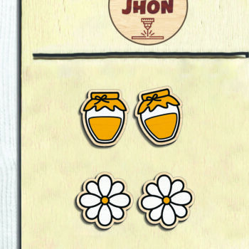 Intra απο ξύλο plywood 3mm-4mm πάχος - Cute Bee Stud Earring Cut File Δίασταση 3x3 cm INTRAFABR-94959018 - Image 3