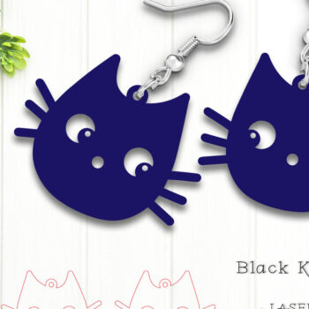 Intra απο ξύλο plywood 3mm-4mm πάχος - Cute Black Kitty σκουλαρίκια γάτας με λέιζερ Δίασταση 900x900 cm INTRAFABR-118763758 - Image 1