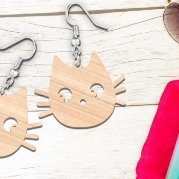 Intra απο ξύλο plywood 3mm-4mm πάχος - Cute Black Kitty σκουλαρίκια γάτας με λέιζερ Δίασταση 900x900 cm INTRAFABR-118763758 - Image 2