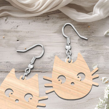 Intra απο ξύλο plywood 3mm-4mm πάχος - Cute Black Kitty σκουλαρίκια γάτας με λέιζερ Δίασταση 900x900 cm INTRAFABR-118763758 - Image 3