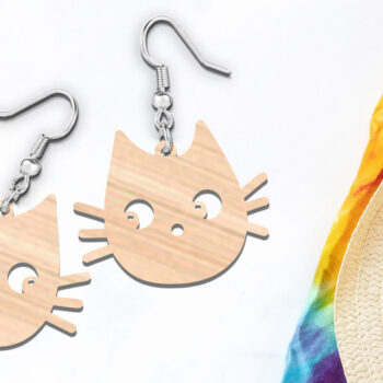 Intra απο ξύλο plywood 3mm-4mm πάχος - Cute Black Kitty σκουλαρίκια γάτας με λέιζερ Δίασταση 900x900 cm INTRAFABR-118763758 - Image 5