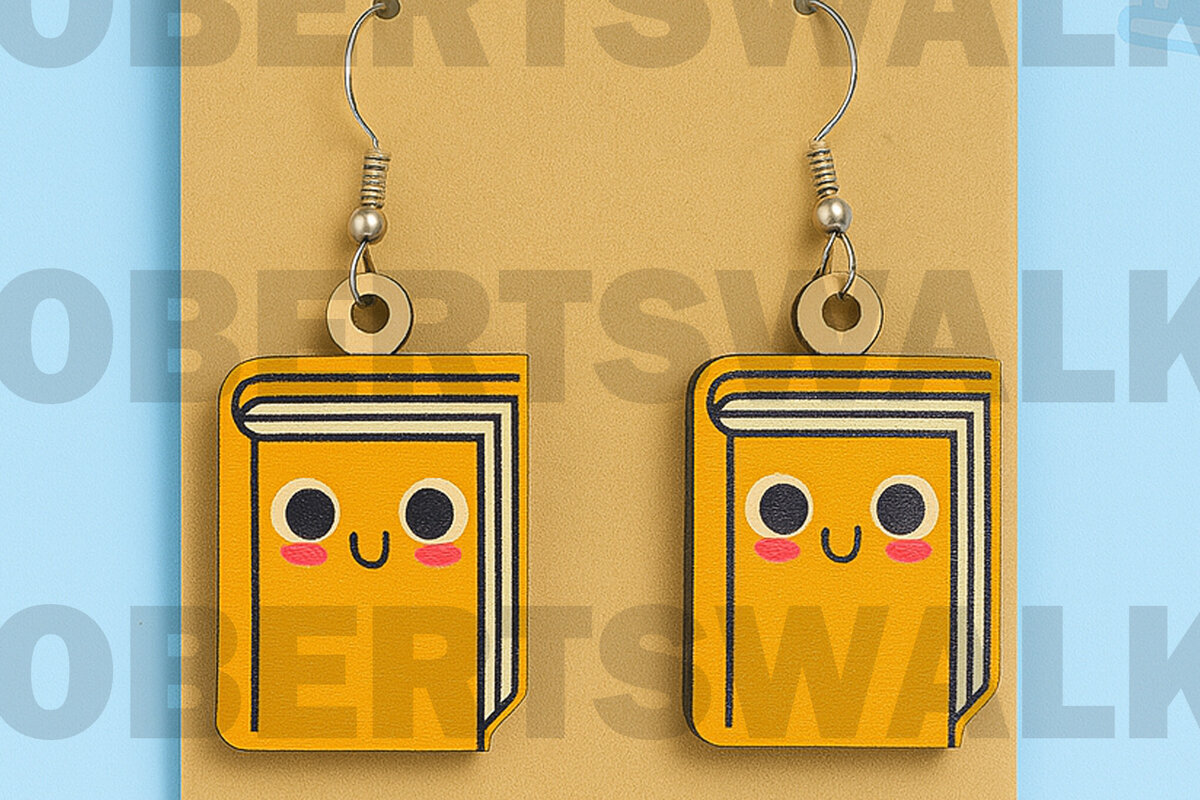 Intra απο ξύλο plywood 3mm-4mm πάχος - Χαριτωμένα βιβλία σκουλαρίκια  Αρχεία Δίασταση 3x3 cm INTRAFABR-124968260