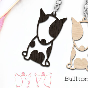 Intra απο ξύλο plywood 3mm-4mm πάχος - Χαριτωμένα σκουλαρίκια Bullterrier Dog Cut με λέιζερ Δίασταση 900x900 cm INTRAFABR-119124532 - Image 1