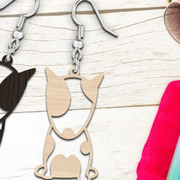 Intra απο ξύλο plywood 3mm-4mm πάχος - Χαριτωμένα σκουλαρίκια Bullterrier Dog Cut με λέιζερ Δίασταση 900x900 cm INTRAFABR-119124532 - Image 2