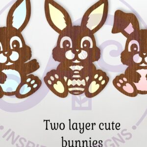 Intra απο ξύλο plywood 3mm-4mm πάχος - Cute Bunnies,  Laser Cut File Δίασταση 15x15 cm INTRAFABR-119447732