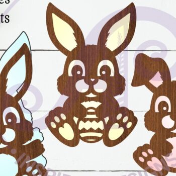 Intra απο ξύλο plywood 3mm-4mm πάχος - Cute Bunnies, Laser Cut File Δίασταση 15x15 cm INTRAFABR-119447732 - Image 2