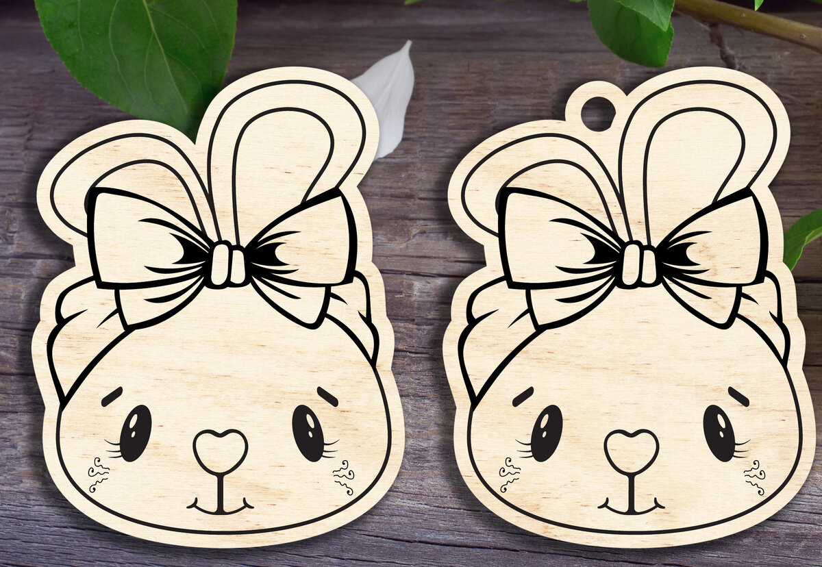 Intra απο ξύλο plywood 3mm-4mm πάχος - Χαριτωμένο λαγουδάκι Δίασταση 6x6 cm INTRAFABR-29873265