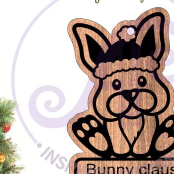 Intra απο ξύλο plywood 3mm-4mm πάχος - Χαριτωμένο λαγουδάκι Χριστουγεννιάτικο στολίδι Laser Δίασταση 6x6 cm INTRAFABR-104334463 - Image 1