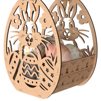 Intra απο ξύλο plywood 3mm-4mm πάχος - Cute Bunny Πασχαλινό Καλάθι  Laser Cut Δίασταση 15x15 cm INTRAFABR-116206841 - Image 1