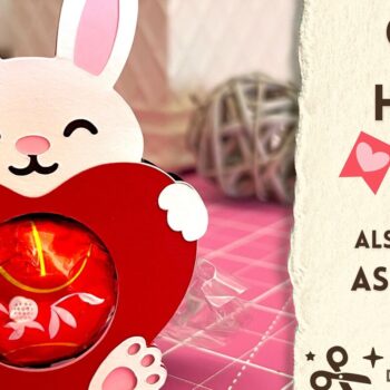 Intra απο ξύλο plywood 3mm-4mm πάχος - Χαριτωμένο λαγουδάκι με θήκη καραμέλας Δίασταση 15x15 cm INTRAFABR-90767167 - Image 1