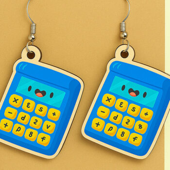 Intra απο ξύλο plywood 3mm-4mm πάχος - Χαριτωμένα σκουλαρίκια αριθμομηχανής Δίασταση 3x3 cm INTRAFABR-124974621 - Image 1