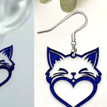 Intra απο ξύλο plywood 3mm-4mm πάχος - Cute Cat Earrings Cut με λέιζερ. Δίασταση 3x3 cm INTRAFABR-125441967 - Image 1