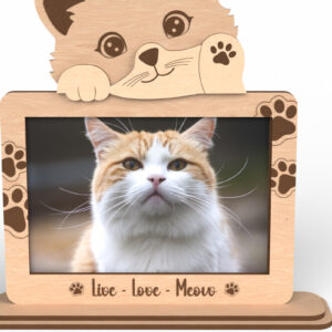 Intra απο ξύλο plywood 3mm-4mm πάχος - Κορνίζα φωτογραφιών Cute Cat Head -  Δίασταση 20x25 cm INTRAFABR-117292937