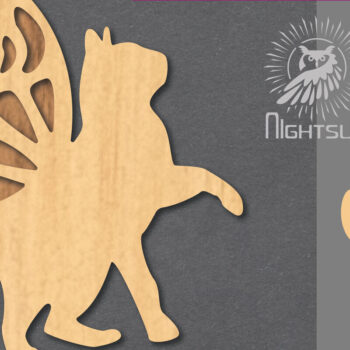 Intra απο ξύλο plywood 3mm-4mm πάχος - Cute Cat Laser Cut Decoration 1 Δίασταση 20x20 cm INTRAFABR-124403555 - Image 1