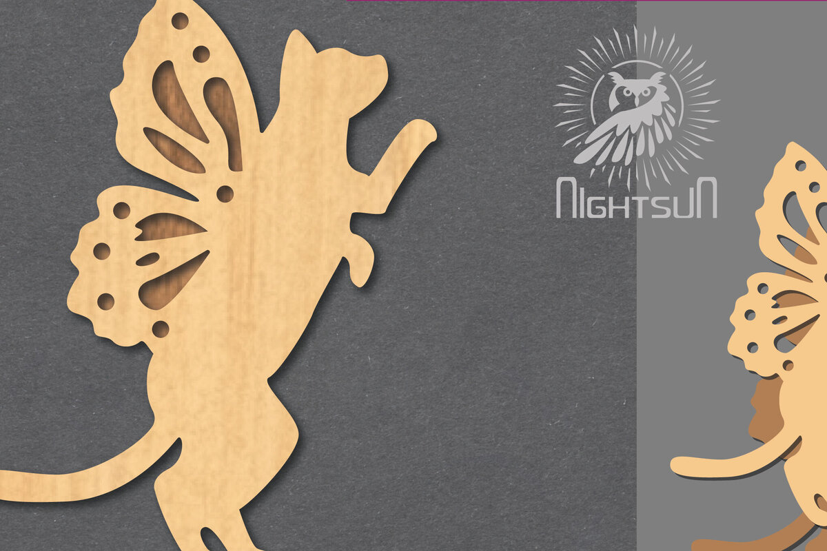 Intra απο ξύλο plywood 3mm-4mm πάχος - Cute Cat Laser Cut Decoration 2 Δίασταση 20x20 cm INTRAFABR-124403556