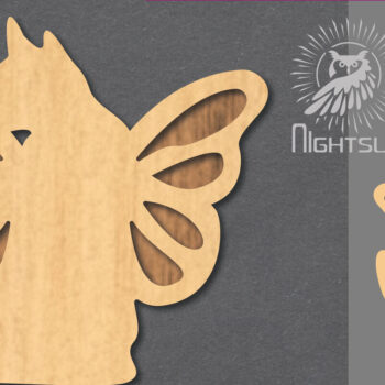 Intra απο ξύλο plywood 3mm-4mm πάχος - Cute Cat Laser Cut Decoration 3 Δίασταση 20x20 cm INTRAFABR-124403558 - Image 1