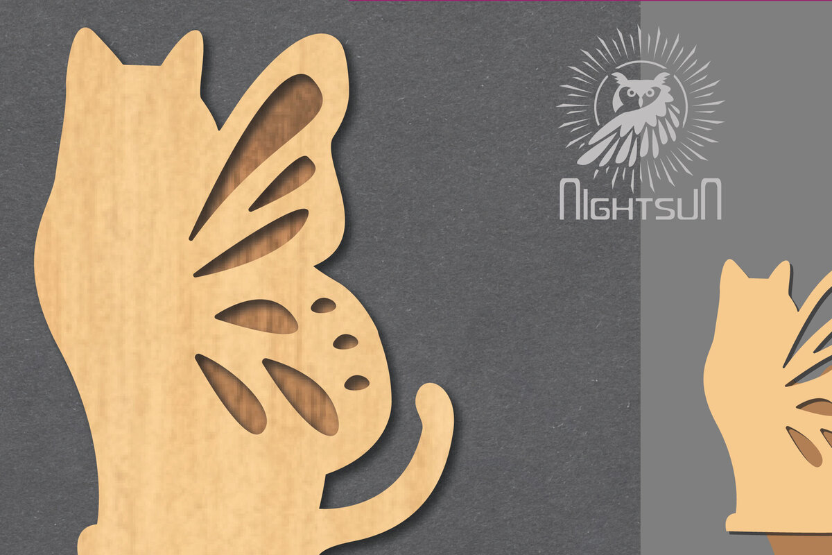Intra απο ξύλο plywood 3mm-4mm πάχος - Cute Cat Laser Cut Decoration 4 Δίασταση 20x20 cm INTRAFABR-124403560