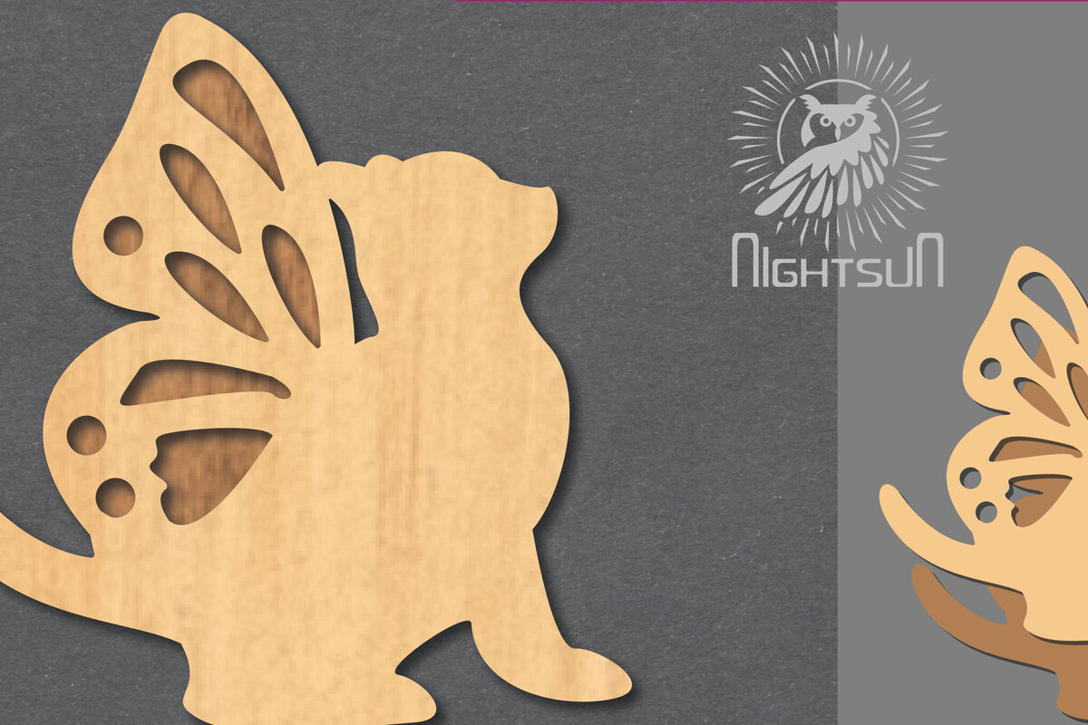 Intra απο ξύλο plywood 3mm-4mm πάχος - Cute Cat Laser Cut Decoration 5 Δίασταση 20x20 cm INTRAFABR-124403563