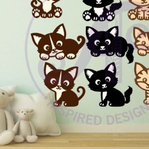 Intra απο ξύλο plywood 3mm-4mm πάχος - Cute Cat Laser Cut σχήματα αρχείων. 3 Γάτες Ι Δίασταση 30x20 cm INTRAFABR-74996207