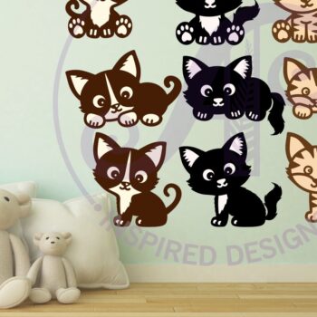 Intra απο ξύλο plywood 3mm-4mm πάχος - Cute Cat Laser Cut σχήματα αρχείων. 3 Γάτες Ι Δίασταση 30x20 cm INTRAFABR-74996207 - Image 1