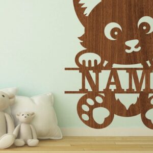 Intra απο ξύλο plywood 3mm-4mm πάχος - Πινακίδα ονόματος χαριτωμένης γάτας  Laser Cut Art Δίασταση 30x20 cm INTRAFABR-74984537