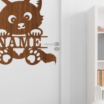 Intra απο ξύλο plywood 3mm-4mm πάχος - Πινακίδα ονόματος χαριτωμένης γάτας  Laser Cut Art Δίασταση 30x20 cm INTRAFABR-74984537 - Image 3