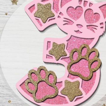 Intra απο ξύλο plywood 3mm-4mm πάχος - Cute Cat Numbers 3D  Δίασταση 20x20 cm INTRAFABR-81273165 - Image 1