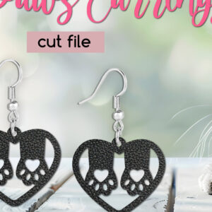 Intra απο ξύλο plywood 3mm-4mm πάχος - Cute Cat Paws Earrings , Paw Jewelry Δίασταση 3x3 cm INTRAFABR-121312723