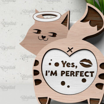 Intra απο ξύλο plywood 3mm-4mm πάχος - Πακέτο κοπής με λέιζερ Cute Cats. Γάτες  Δίασταση 30x20 cm INTRAFABR-105065748 - Image 9