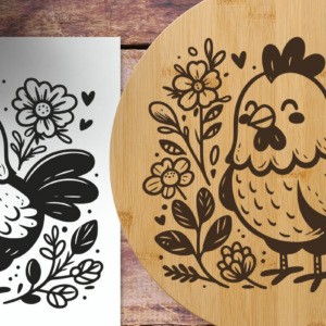 Intra απο ξύλο plywood 3mm-4mm πάχος - Cute Chicken  | Χαραγμένο με λέιζερ Δίασταση 30x20 cm INTRAFABR-124849180