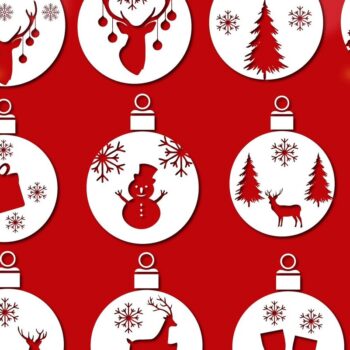 Intra απο ξύλο plywood 3mm-4mm πάχος - Χαριτωμένη δέσμη σετ χριστουγεννιάτικων μπάλων Δίασταση 30x20 cm INTRAFABR-35981800 - Image 1