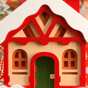 Intra απο ξύλο plywood 3mm-4mm πάχος - Χαριτωμένο χριστουγεννιάτικο σπίτι Δίασταση 20x25 cm INTRAFABR-30088058 - Image 2