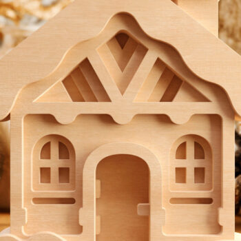 Intra απο ξύλο plywood 3mm-4mm πάχος - Χαριτωμένο χριστουγεννιάτικο σπίτι Δίασταση 20x25 cm INTRAFABR-30088058 - Image 4