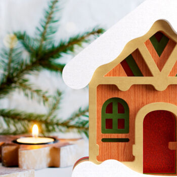 Intra απο ξύλο plywood 3mm-4mm πάχος - Χαριτωμένο χριστουγεννιάτικο σπίτι Δίασταση 20x25 cm INTRAFABR-30088058 - Image 5