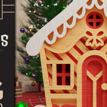 Intra απο ξύλο plywood 3mm-4mm πάχος - Χαριτωμένο Χριστουγεννιάτικο Σπίτι 3D  Πολυεπίπεδο Δίασταση 40x50 cm INTRAFABR-71541094 - Image 1