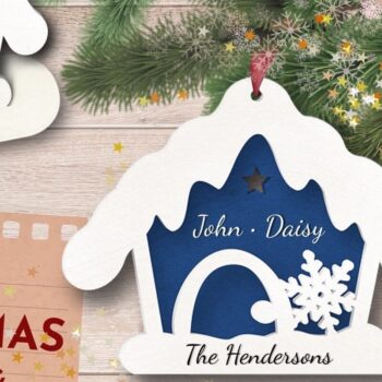 Intra απο ξύλο plywood 3mm-4mm πάχος - Χαριτωμένο χριστουγεννιάτικο στολίδι σπιτιών 3D με στρώσεις Δίασταση 6x6 cm INTRAFABR-38054899 - Image 3