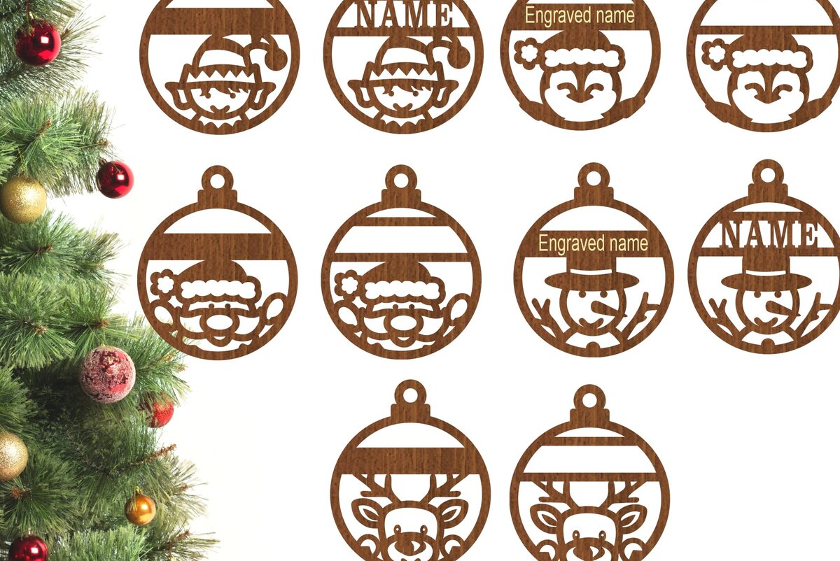 Intra απο ξύλο plywood 3mm-4mm πάχος - Χαριτωμένα χριστουγεννιάτικα στολίδια, 5 σχέδια  Δίασταση 6x6 cm INTRAFABR-75791238