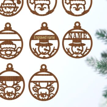 Intra απο ξύλο plywood 3mm-4mm πάχος - Χαριτωμένα χριστουγεννιάτικα στολίδια, 5 σχέδια  Δίασταση 6x6 cm INTRAFABR-75791238 - Image 2