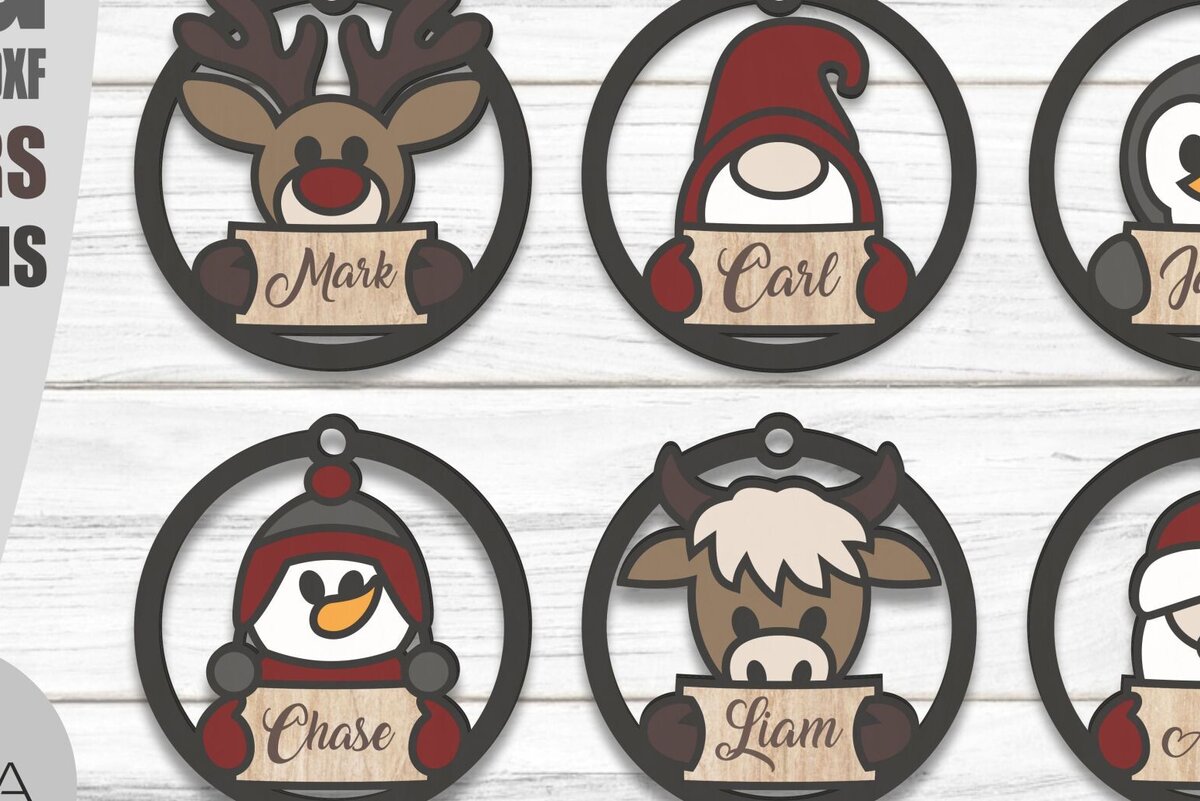 Intra απο ξύλο plywood 3mm-4mm πάχος - Χαριτωμένα χριστουγεννιάτικα στολίδια Πακέτο  Δίασταση 6x6 cm INTRAFABR-82029192