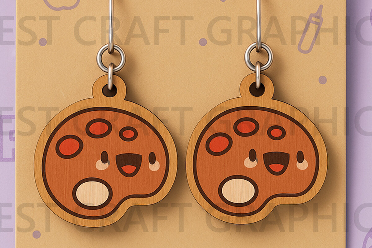 Intra απο ξύλο plywood 3mm-4mm πάχος - Χαριτωμένα μπισκότα σκουλαρίκια  Δίασταση 3x3 cm INTRAFABR-125208571