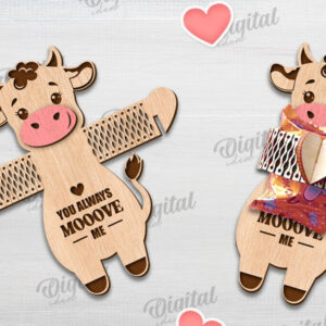 Intra απο ξύλο plywood 3mm-4mm πάχος - Cute Cow Candy Holder Cut Laser. Βαλέντη Δίασταση 20x20 cm INTRAFABR-115695294