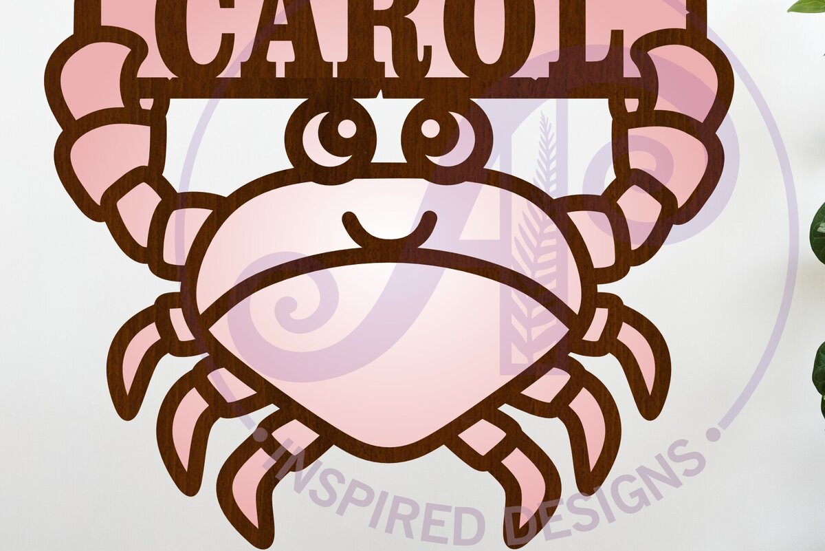 Intra απο ξύλο plywood 3mm-4mm πάχος - Χαριτωμένο καβούρι που κρατά το όνομα  Laser Δίασταση 30x20 cm INTRAFABR-115398380