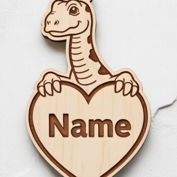 Intra απο ξύλο plywood 3mm-4mm πάχος - Σετ μπρελόκ με χαριτωμένο Dino Heart Name Δίασταση 4x4 cm INTRAFABR-122738203 - Image 5