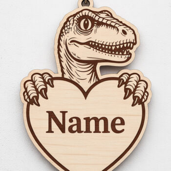 Intra απο ξύλο plywood 3mm-4mm πάχος - Σετ μπρελόκ με χαριτωμένο Dino Heart Name Δίασταση 4x4 cm INTRAFABR-122738203 - Image 6